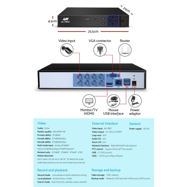 UL-tech CCTV Security System 8CH DVR 8 Cameras 4TB Hard Drive - Image 5