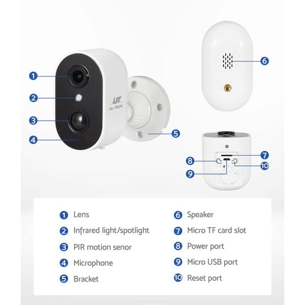 UL-tech 1080P Wireless Security IP Camera Rechargeable Outdoor CCTV Solar Panel - Image 7