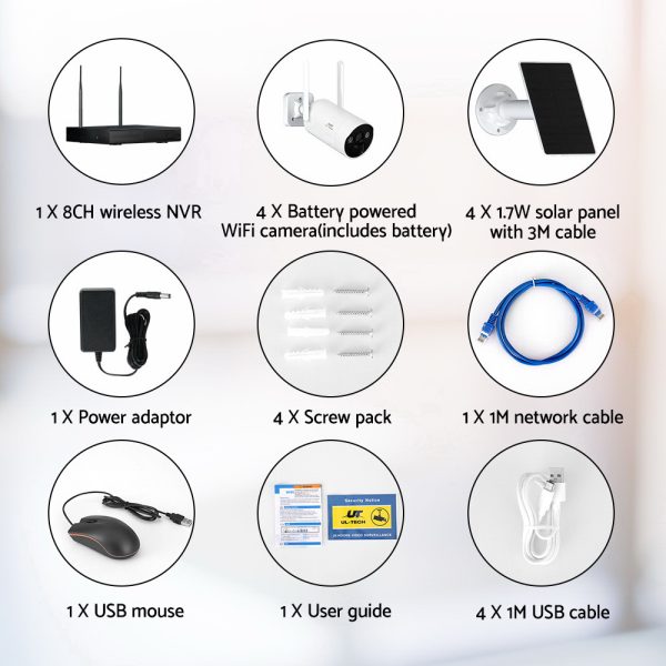 UL-tech Wireless Solar CCTV Security Cameras 4MP 8CH NVR - Image 4