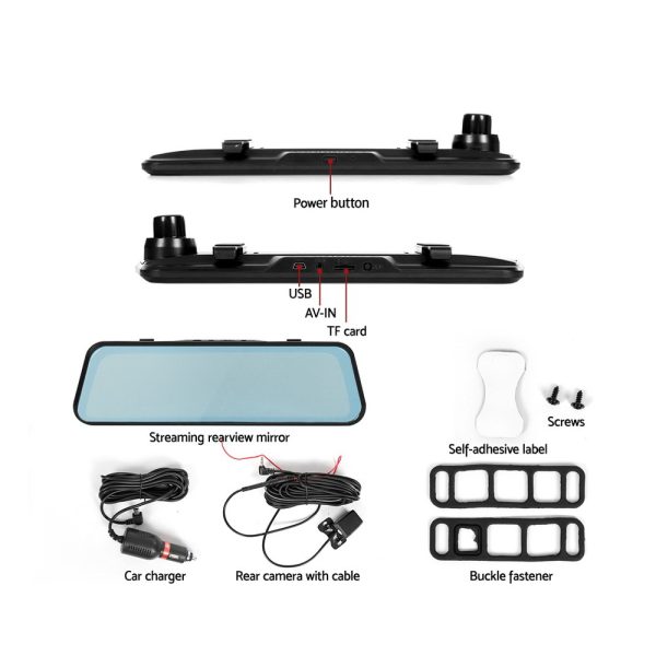 UL-tech Dash Camera 1080P 9.66" Front and Rear View Cam Car DVR Reverse Recorder - Image 6