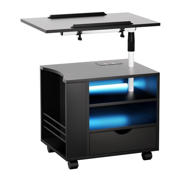 Artiss Bedside Table USB Charging with LED Adjustable Laptop Tray - TALA - Image 3
