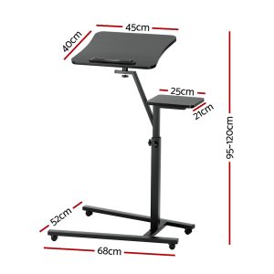 Artiss Laptop Desk Computer Table Height Adjustable Tiltable Mouse Board Black - Image 2