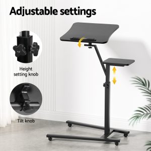 Artiss Laptop Desk Computer Table Height Adjustable Tiltable Mouse Board Black - Image 4