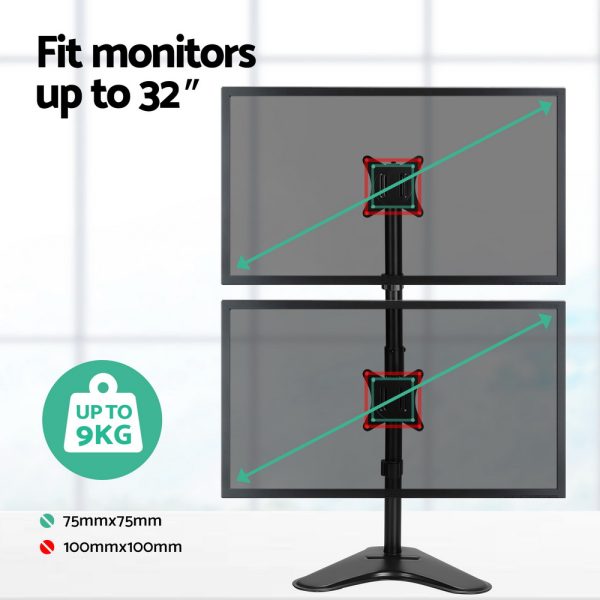 Artiss Monitor Arm Stand Dual Mount HD LED TV Bracket Holder Freestanding - Image 5