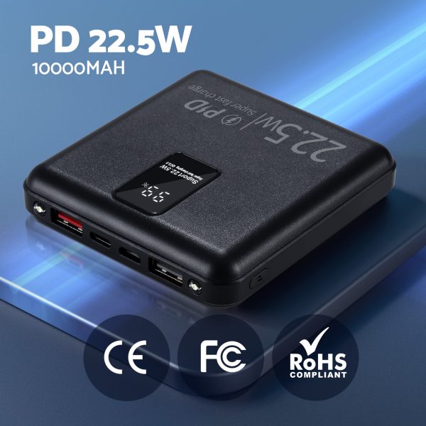 10000mAh Portable Power Bank PD22.5W Quick Charging Fast Charger for Phone Black - Image 4
