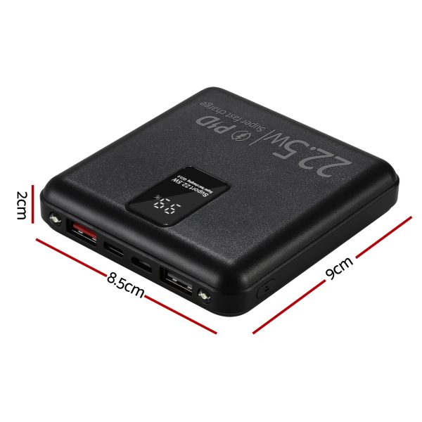 10000mAh Portable Power Bank PD22.5W Quick Charging Fast Charger for Phone Black - Image 2