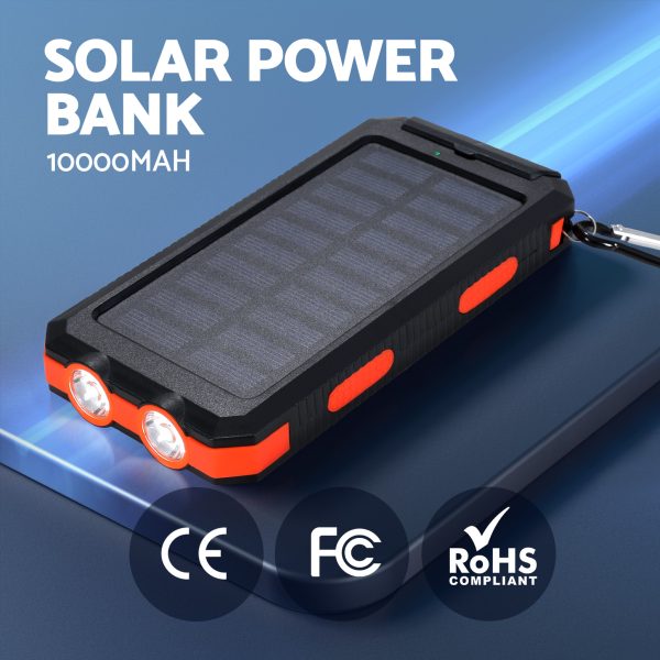 10000mAh Portable Solar Power Bank External Battery Dual USB Phone Charger Light - Image 4