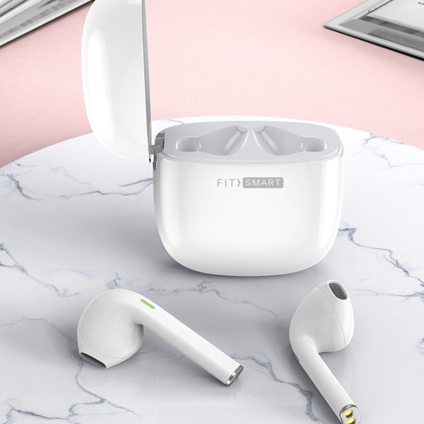 Fitsmart Headphones With Charging Case Wireless Portable White - Image 4