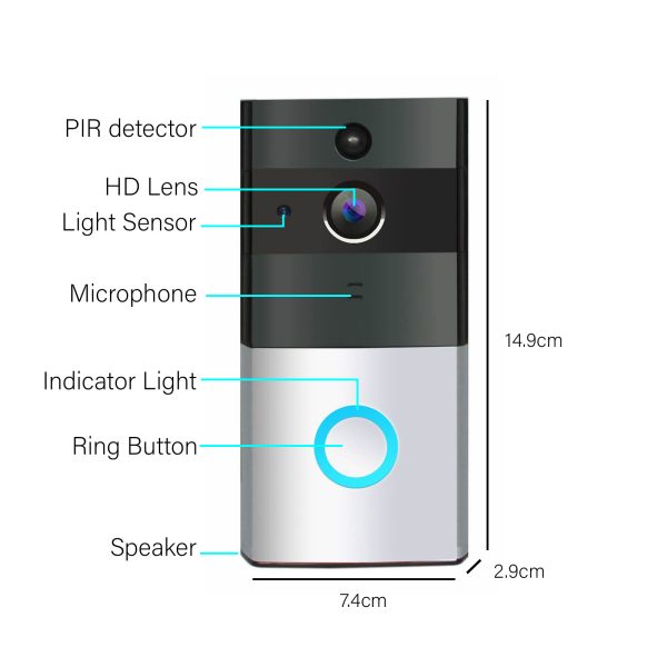 Safe Zone Wireless Video Doorbell Camera 8GB Smart Remote Control Intercom WiFi - Image 6