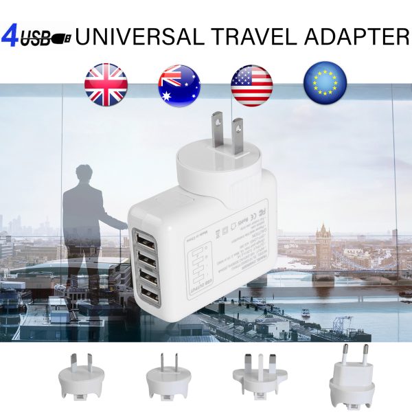 Travel Charger Universal 4 USB Ports Portable White - Image 4