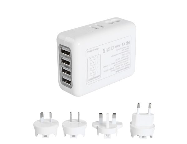 Travel Charger Universal 4 USB Ports Portable White - Image 2