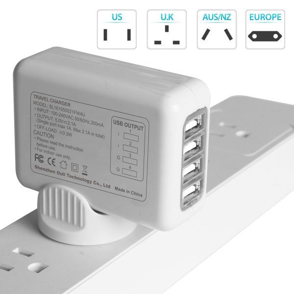 Travel Charger Universal 4 USB Ports Portable White - Image 7