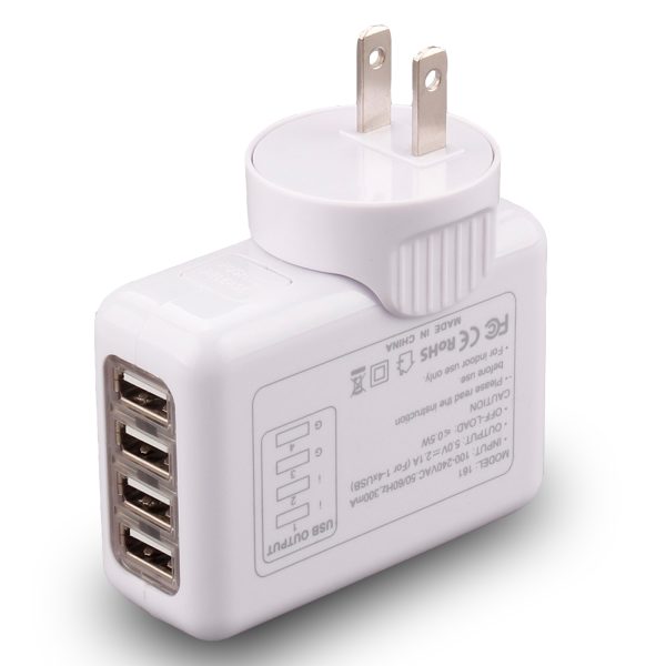 Travel Charger Universal 4 USB Ports Portable White - Image 3