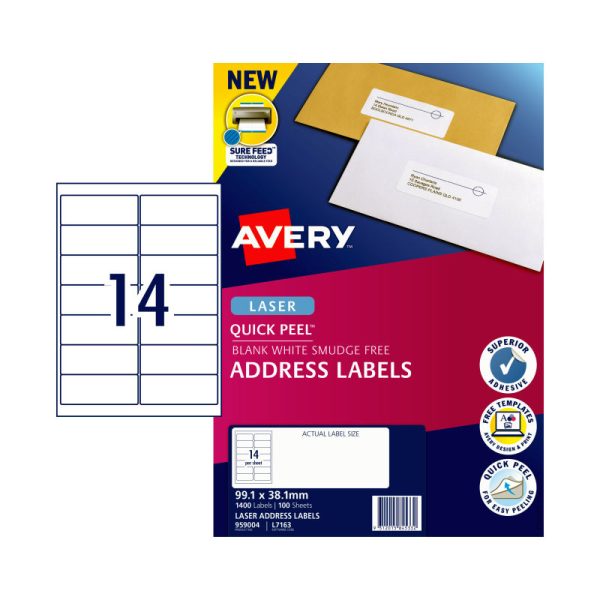 AVERY Laser Label QP L7163 14Up Pack of 100 - Image 2