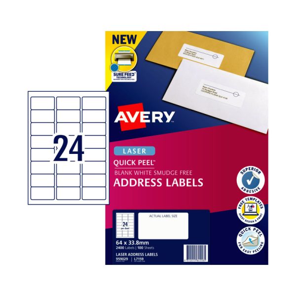 AVERY Laser Label QP L7159 24Up Pack of 100 - Image 2