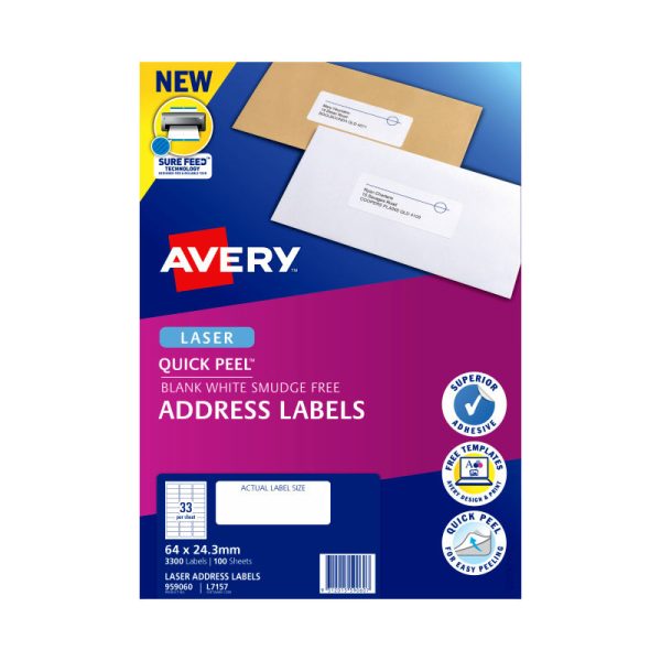 AVERY Laser Label QP L7157 33Up Pack of 100 - Image 3