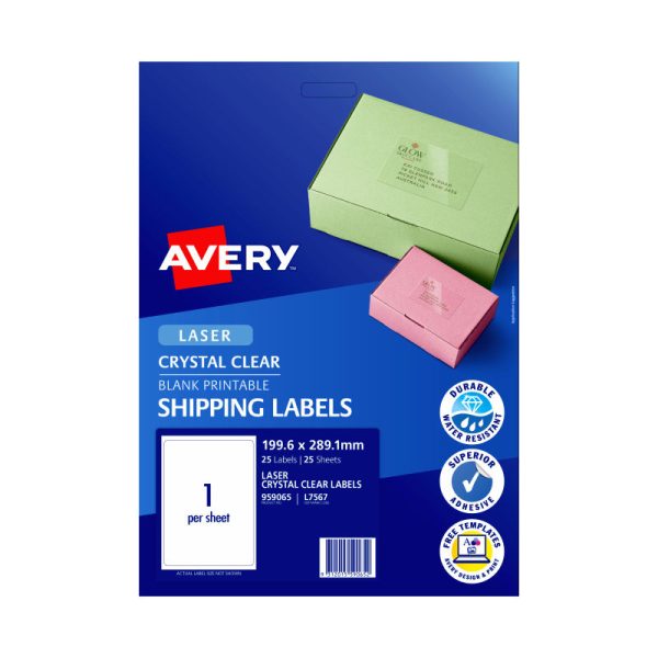 AVERY Laser Label Clear L7567 1Up Pack of 25 - Image 3