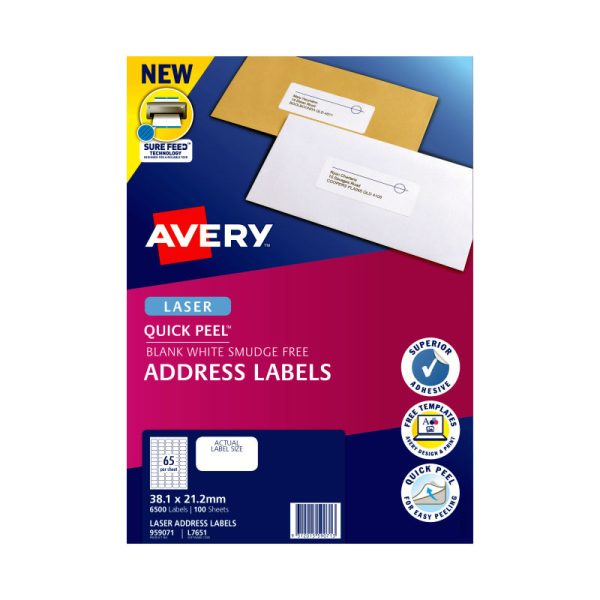 AVERY Laser Label QP L7651 65L Pack of 100 - Image 3