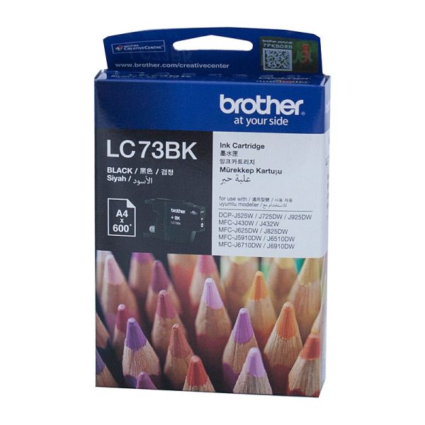 BROTHER LC-73BK Black High Yield Ink Cartridge - DCP-J525W/J725DW/J925DW, MFC-J6510DW/J6710DW/J6910DW/J5910DW/J430W/J432W/J625DW/J825DW - up to - Image 2