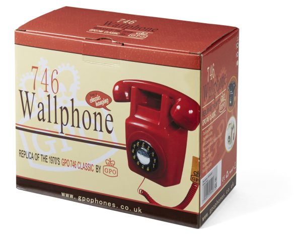 GPO RETRO GPO 746 WALL MOUNTED PUSH BUTTON TELEPHONE - RED - Image 2
