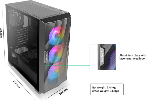 ANTEC DF700 FLUX Wave Mesh Front, High Airflow, Tempered Glass with 3x ARGB Fan Front, 1x Rear, 1x PSU Shell (Reverse Fan blade) ATX Gaming Case - Image 10