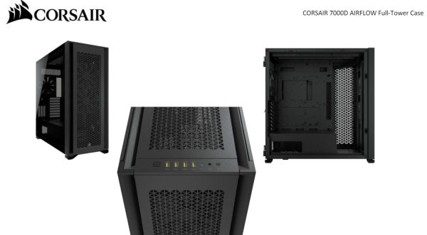 CORSAIR Obsidian 7000D AF Tempered Glass Mini-ITX, M-ATX, ATX, E-ATX Tower Case, USB 3.1 Type C, 10x 2.5', 6x 3.5' HDD. Black