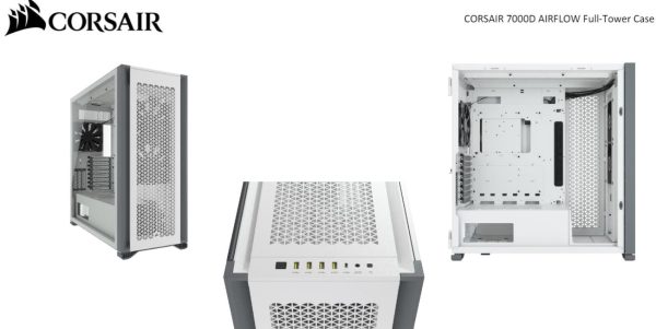 CORSAIR Obsidian 7000D AF Tempered Glass Mini-ITX, M-ATX, ATX, E-ATX Tower Case, USB 3.1 Type C, 10x 2.5', 6x 3.5' HDD. White