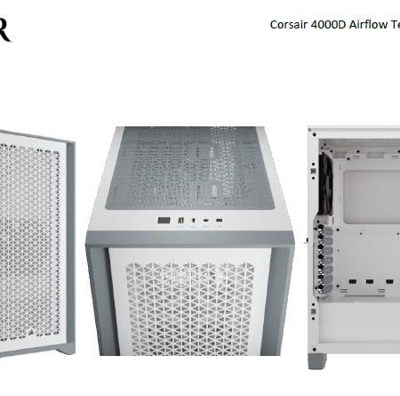 CORSAIR Carbide Series 4000D Airflow ATX Tempered Glass White, 2x 120mm Fans pre-installed. USB 3.0 x 2, Audio I/O. Case NDA Sep 16