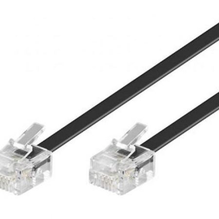 ASTROTEK Telephone 2m extension cable 6p4c Plug/Plug ,with 2xRJ11 6P4c Plugs, Black PVC Jacket.-RoHS W2492ACB