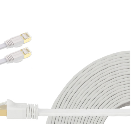 EDIMAX 0.5m White 40GbE Shielded CAT8 Network Cable - Flat