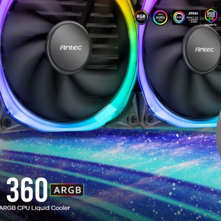 ANTEC VORTEX 360mm ARGB AIO Liquid CPU Cooler + ARGB Controller, EPDM High-Density Tubing, LGA 115x, 1200, 1700, 20xx, AM3, AM4 AM5, s