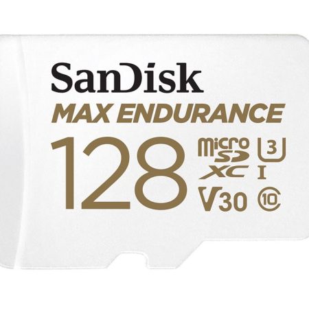 SANDISK 128GB MAX High Endurance microSDHC Card SQQVR 60,000 Hr Hrs UHS-I C10 U3 V30 100MB/s R, 40MB/s W SD adaptor 10Y
