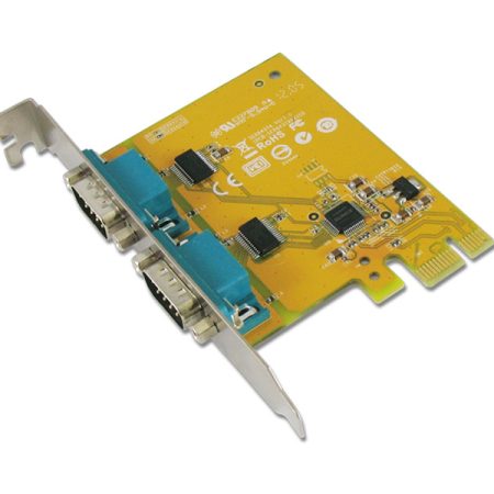 SUNIX SER6437A PCIE 2-Port Serial RS-232 Card Low Profile - Add-on Card - Compatible with PCI Express x1, x2, x4, x8 and x16 Lane Bus