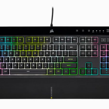 CORSAIR K55 RGB PRO XT, IP42 Spill Resistant, Marco Controls, ICUE Game Integration, RGB Effects. Media Control, Value Gaming Keyboard