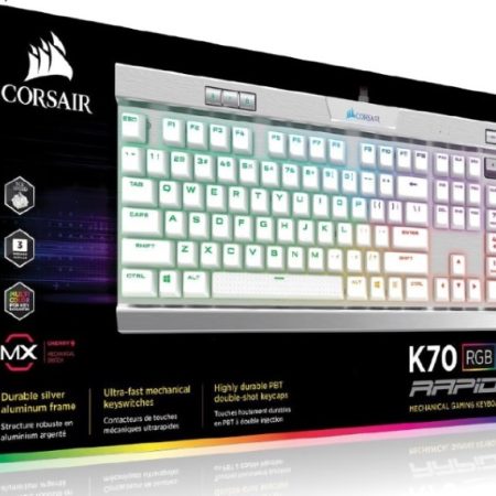 CORSAIR K70 MK.2 MX Speed RGB Backlit RGB LED, Mechanical Brushed Aluminum frame Keyboard