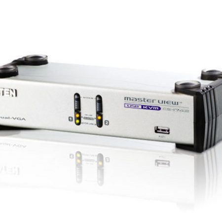 Aten 2 Port USB Dual-View KVMP Switch w/ USB Hub & Audio - Cables Included