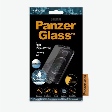 PANZER GLASS iPhone 12/12 Pro - Black - Anti-glare (2720) - Screen Protector - Full Frame Coverage, Rounded Edges