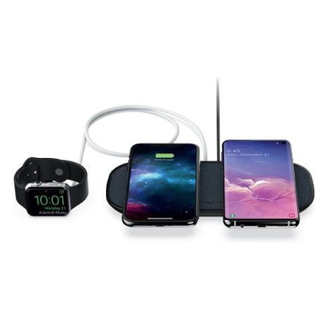 MOPHIE Dual Wireless Charging Pad - Fabric Universal Wireless Charger - Black (409903637), Charge Up To 3 Devices, Made for Qi-Enabled Devices