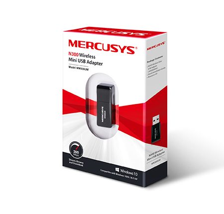 Mercusys MW300UM N300 Wireless Mini USB Adapter Fast 300Mbps, Connect your PC for HD Streaming, Gaming, Web Browsing, Portable, WPS Button, Windows