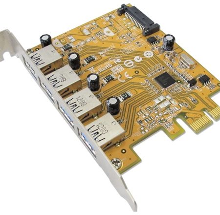 SUNIX USB4300NS PCIE 4-Port USB 3.0 Card (SATA power connector)