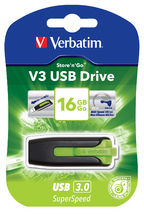 VERBATIM 16GB V3 USB3.0 Green Store'n'Go V3; Rectractable