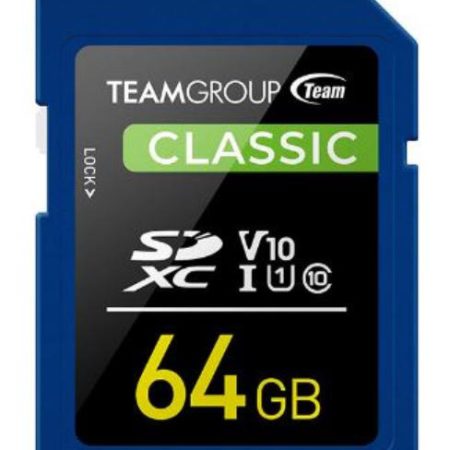 Team Classic SD Memory Card -64 GB.  UHS Ultra Speed Class 1U1. Supports Video Speed Class 10V10.