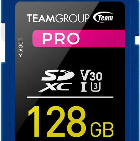 TEAMGROUP PRO 128GB UHS-I/U3 SDXC Memory Card U3 V30 4K UHD Read Speed up to 100MB/s