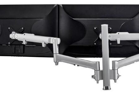 Atdec AWM Dual monitor arm solution - dynamic arms - 400mm post - F Clamp - Silver - AWMS-2-D40 F-clamp Silver