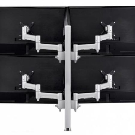 Atdec AWM Quad monitor arm solution - 460mm articulating arms - 750mm post - heavy duty clamp - silver