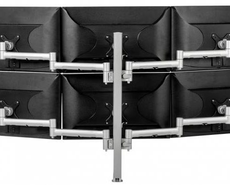 Atdec Six Monitor Arm 750mm Post Desk Mount. Max load: 0-9kg per arm 12kg middle arm - Silver