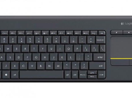 Logitech Wireless Keyboard K400 Plus, Black, USB Receiver, Inbuilt Touch Pad Powered by 2xAA, included