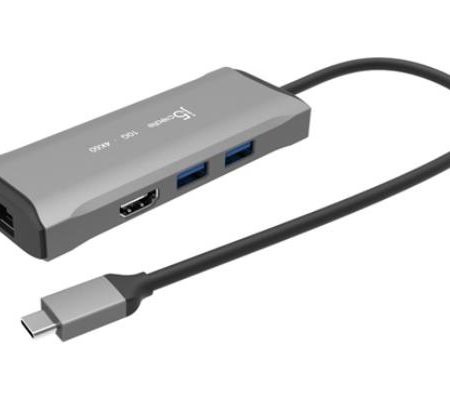 J5create 4K60 Elite USB-C 3.2 10Gbps Travel Dock Compatible with USB4 devices USB-C to HDMI, USB-C, USB-Ax2, RJ-45