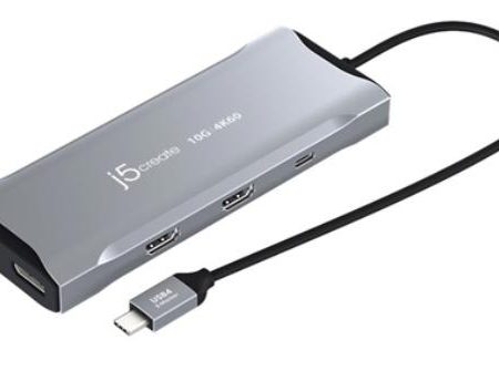 J5create JCD397 4K60hz Elite USB-C Triple Mini Dock Compatible with USB4 devices USB-C to 2xHDMI, 1xDP, USB-Ax2, USB-Cx1, RJ-45, MicroSD card reader