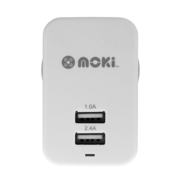 MOKI Dual USB Wall Charger - White